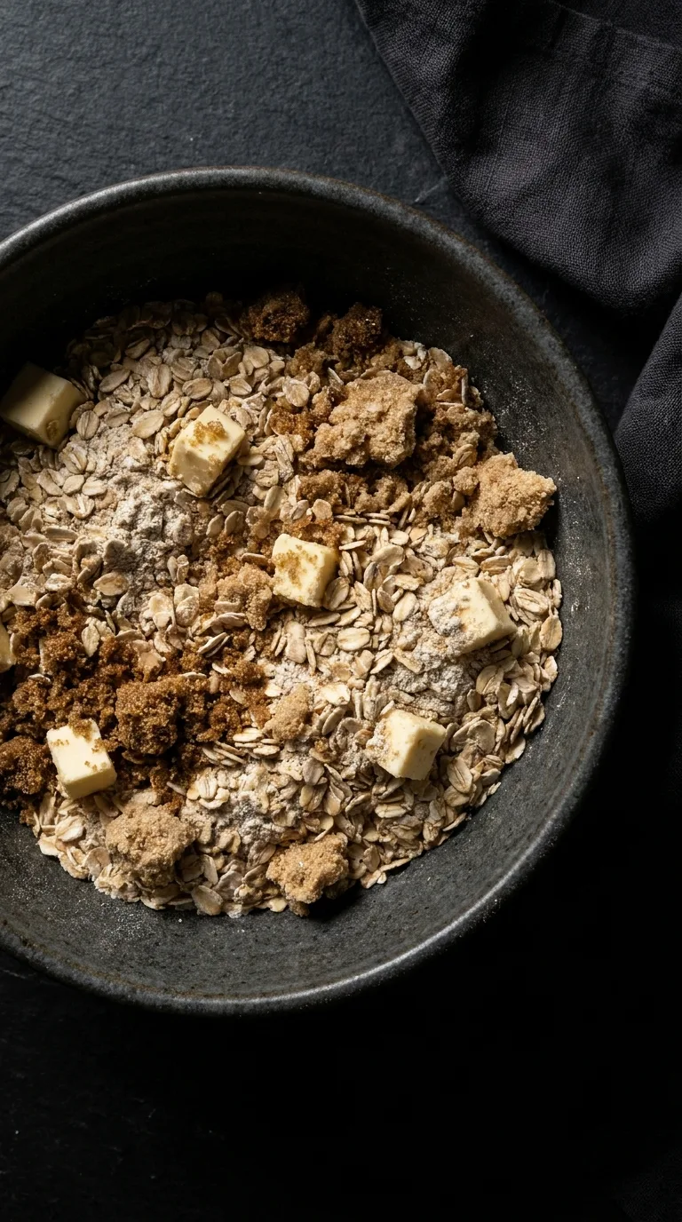 Autumn Apple Crumble with Oats: American Baked Dessert – step 4: Cut in butter