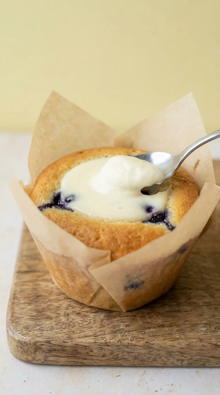 Lemon Blueberry Cheesecake Cupcakes: American Citrus Dessert – step 4: Fill the cakes