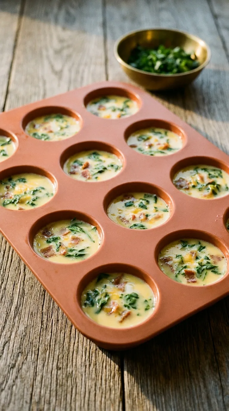 Egg Muffins Quiche: Savoury Breakfast Egg Bites – step 5: Fill the tin