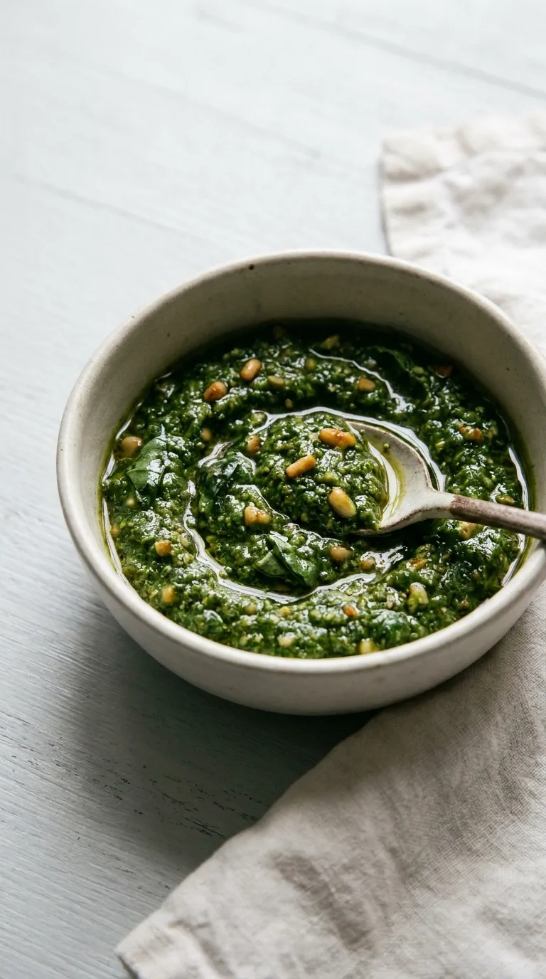 Pesto Pasta Salad: Italian Basil and Mozzarella Salad – step 4: Emulsify the sauce