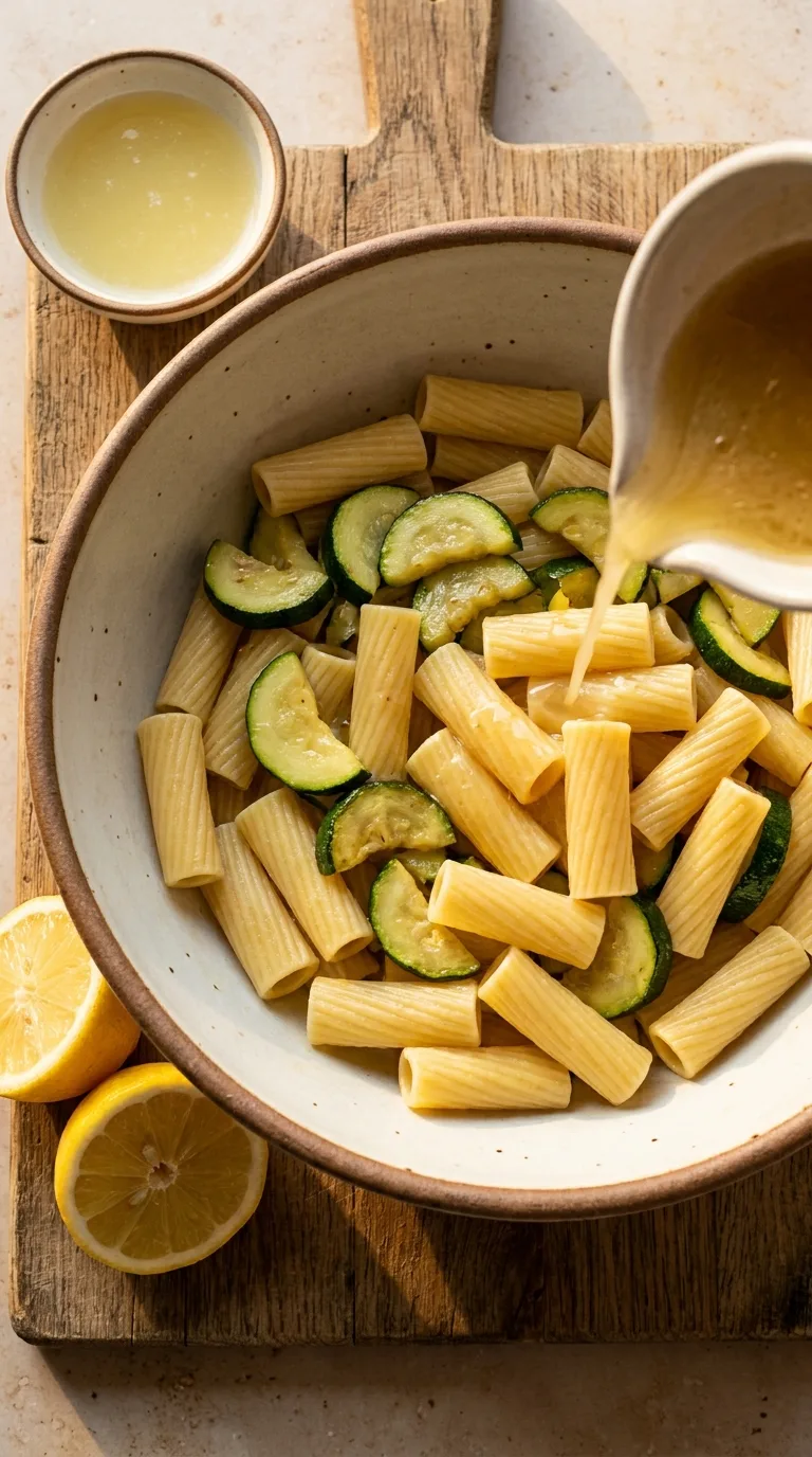 Zucchini Pasta Salad: Italian Pasta with Lemon Vinaigrette – step 5: Dress the salad