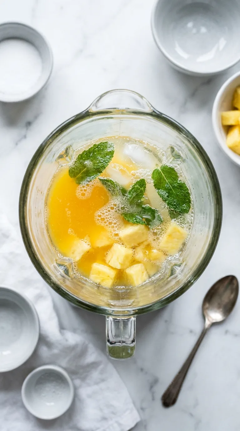 Pineapple Orange Mint Juice: Tropical Fruit Drink – step 4: Combine the base