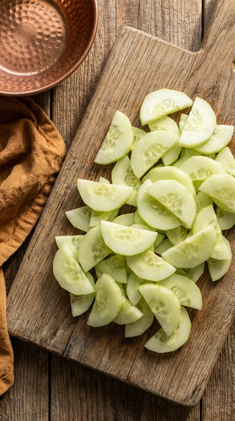 Greek Lemon Dill Cucumber Salad: Mediterranean Side Dish – step 1: Slice the cucumbers