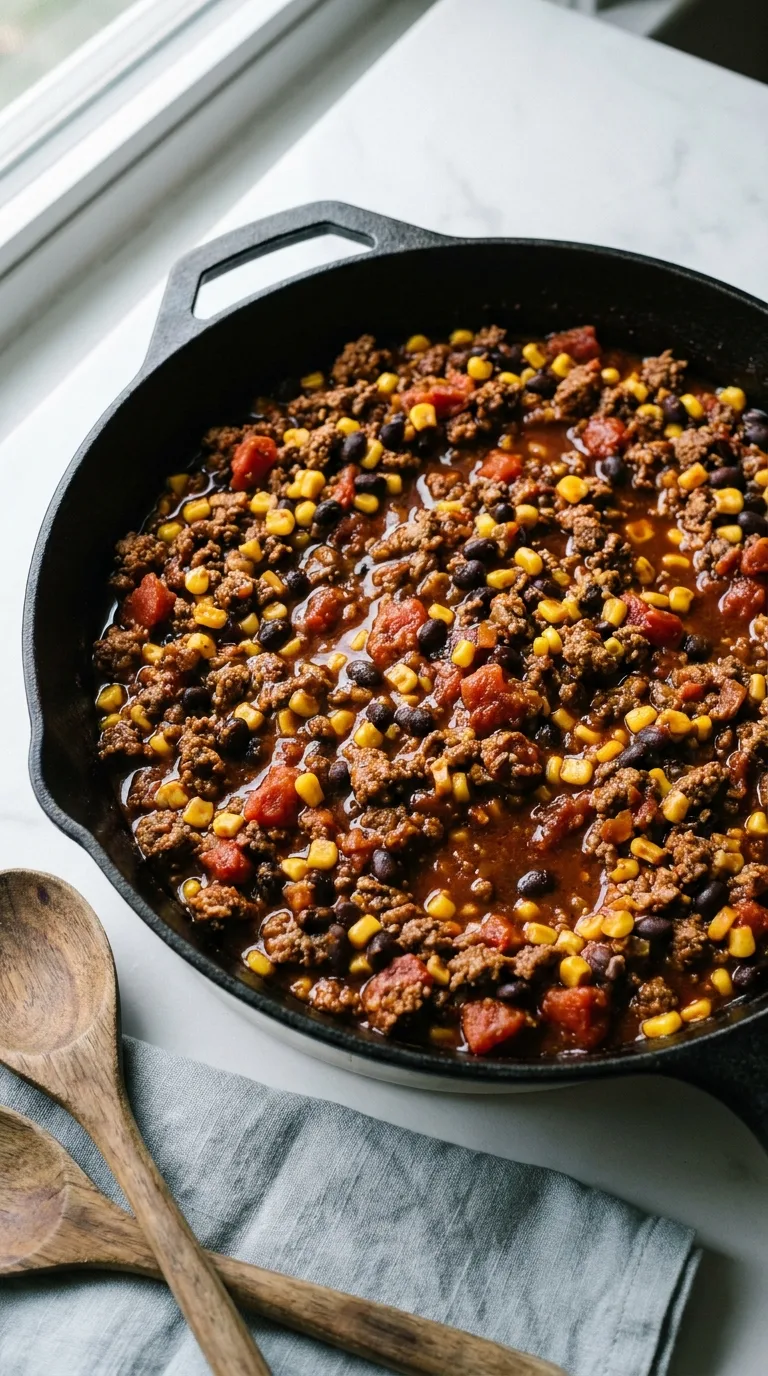 Spicy Chipotle Taco Stuffed Peppers: Mexican Beef Filling – step 5: Simmer the filling