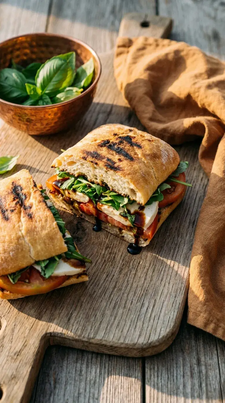 Vegan Caprese Sandwich: Italian Tomato and Basil Roll