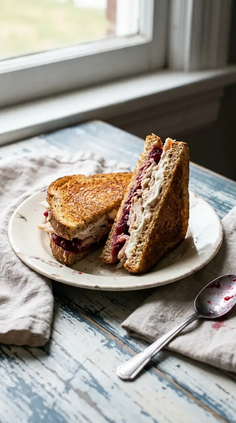 Turkey Cranberry Sandwich with Cream Cheese: Savoury Toastie