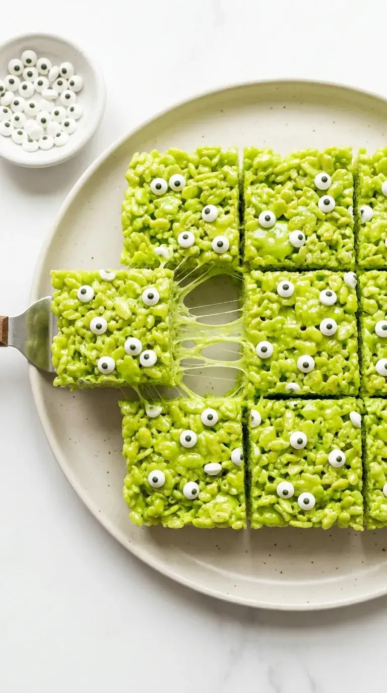 Halloween Rice Krispie Treats: Spooky Green Squares