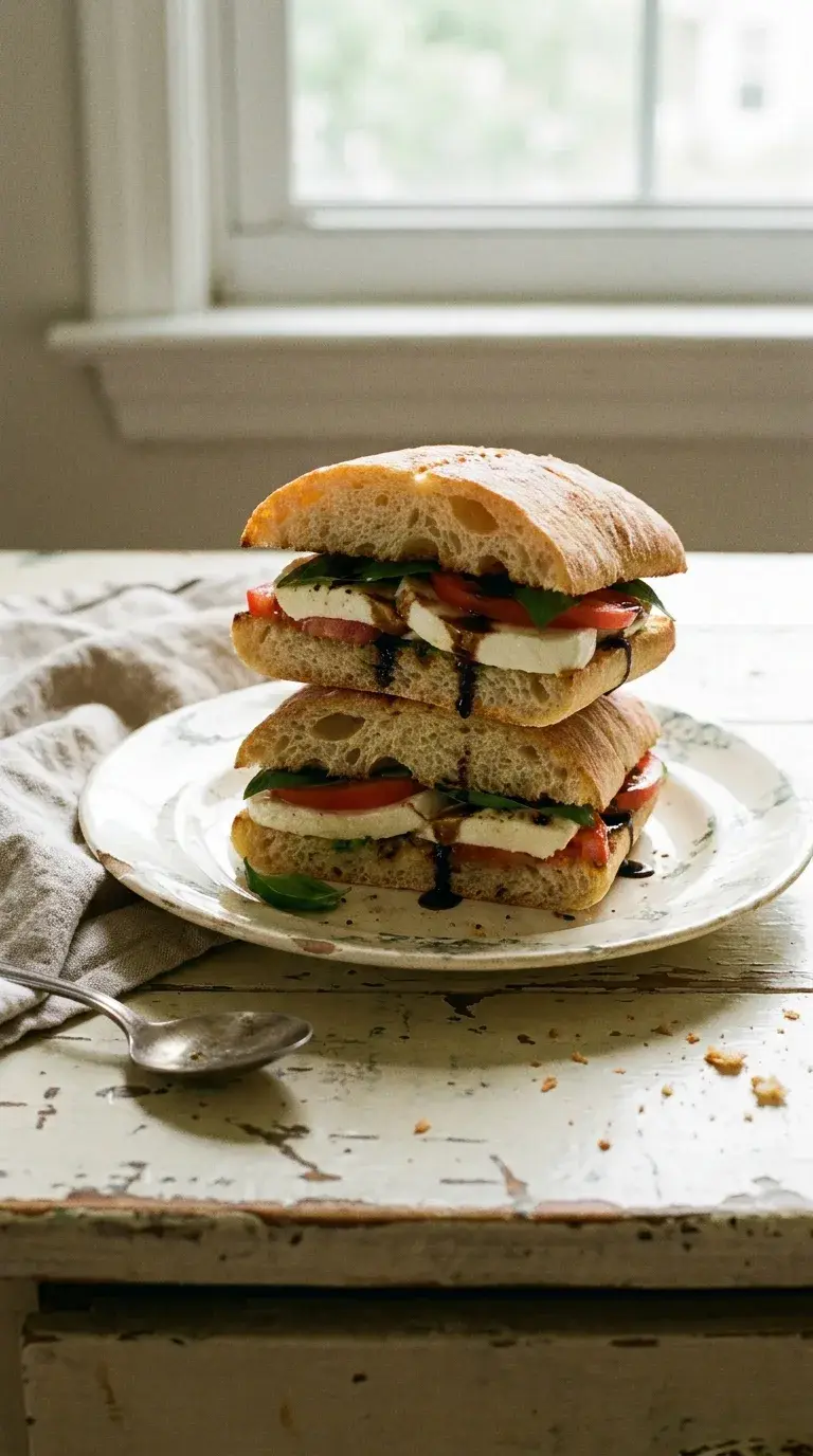 Caprese Sandwich on Ciabatta: Italian Mozzarella Panini