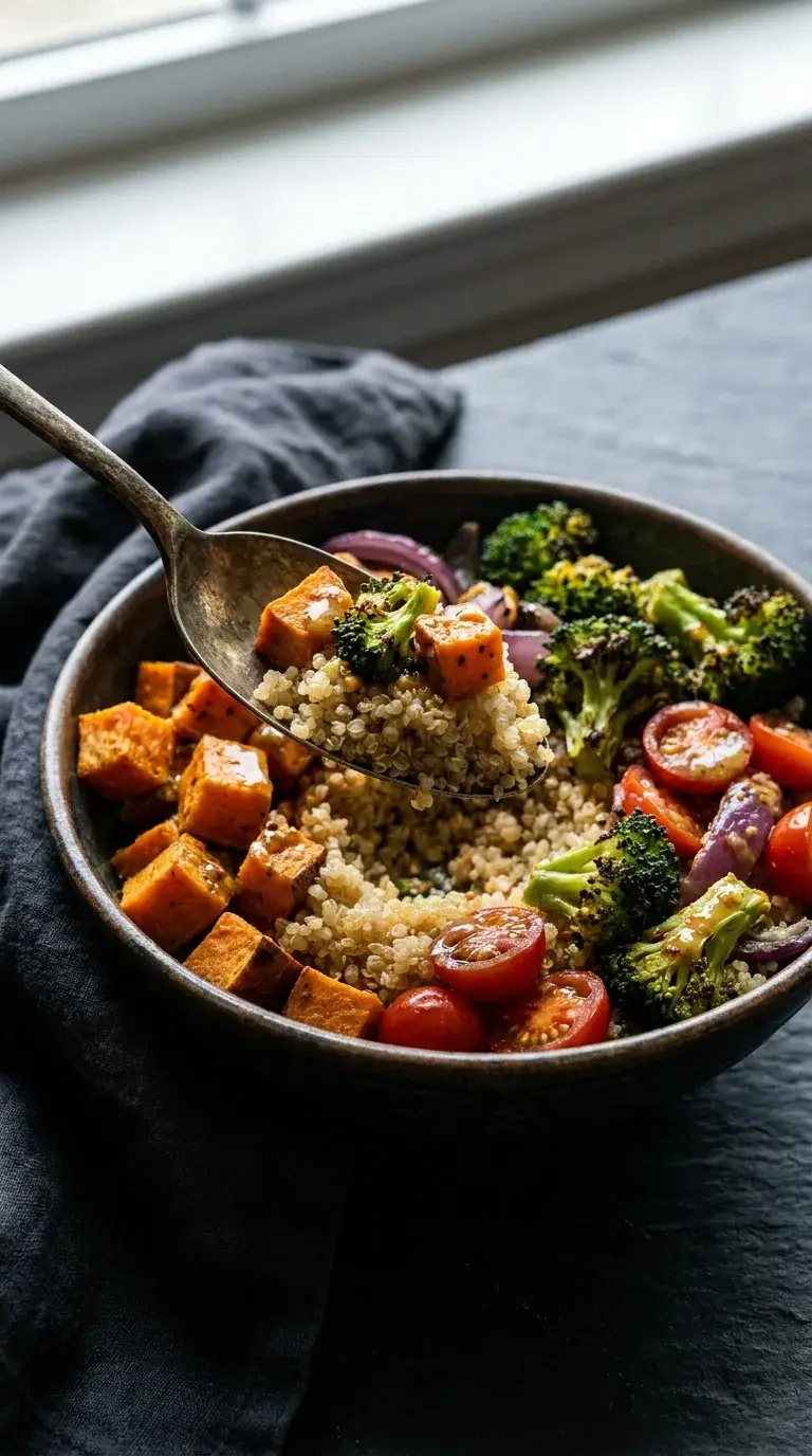 Quinoa Apple Cider Vinegar Salad: Roasted Vegetable Grain Bowl