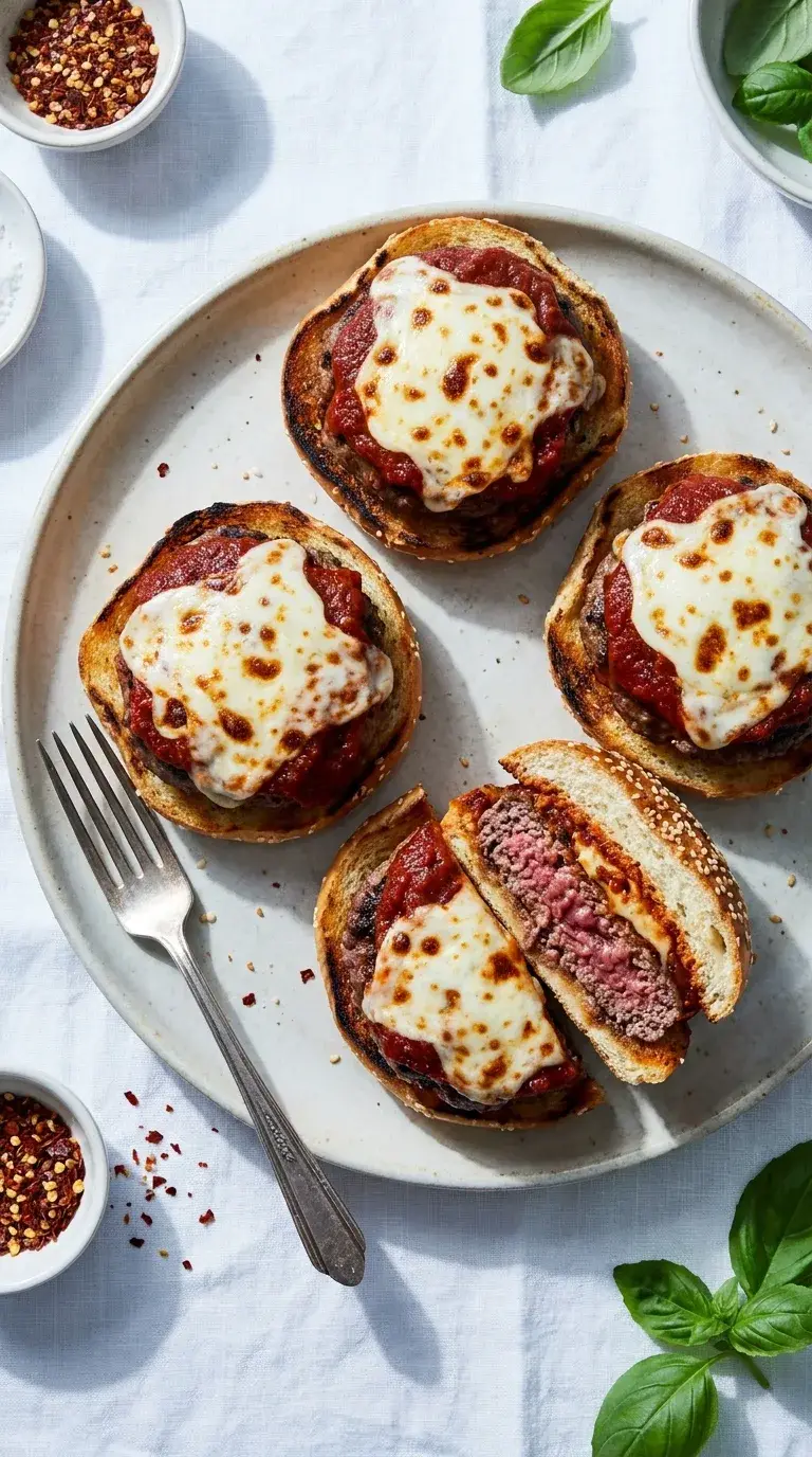 Pizza Burgers: Beef and Mozzarella Buns
