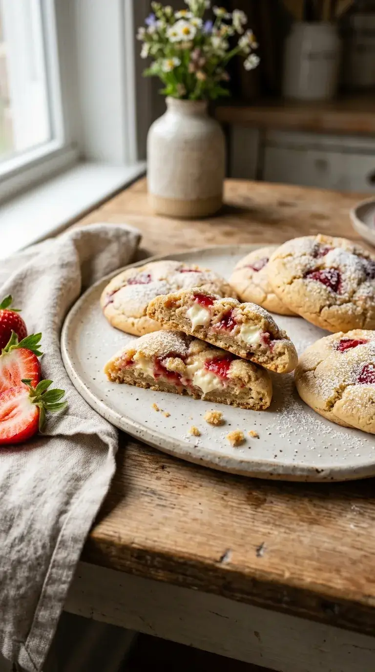 Strawberry Cheesecake Cookies: American Dessert Biscuits