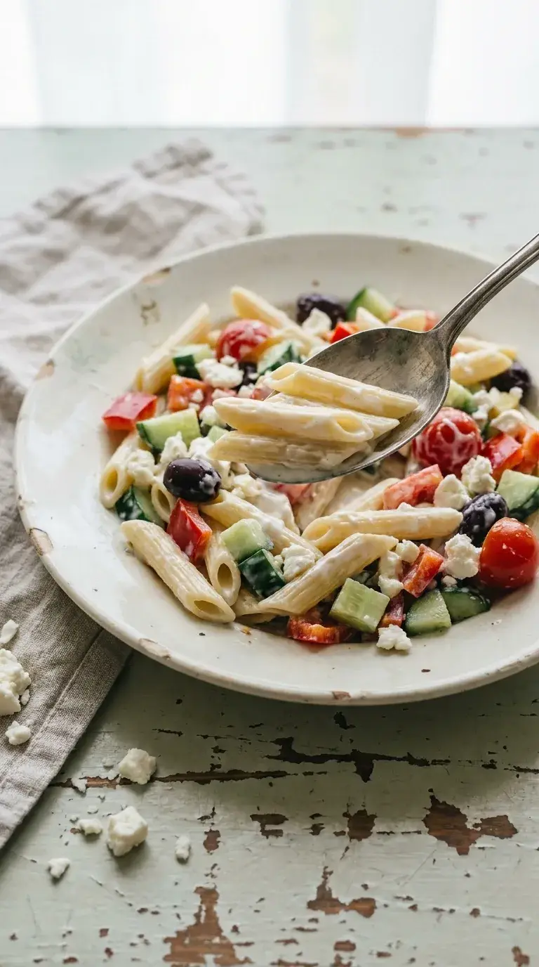 Pasta Salad with Yogurt Dressing: Mediterranean Pasta Salad